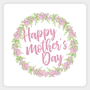 Happy Mother's Day Calligraphy with Floral Wreath Sticker